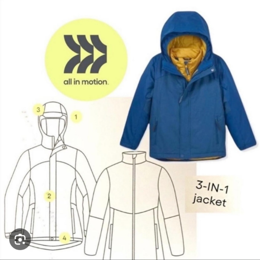 All in Motion Kids 3-in-1 Blue Jacket New